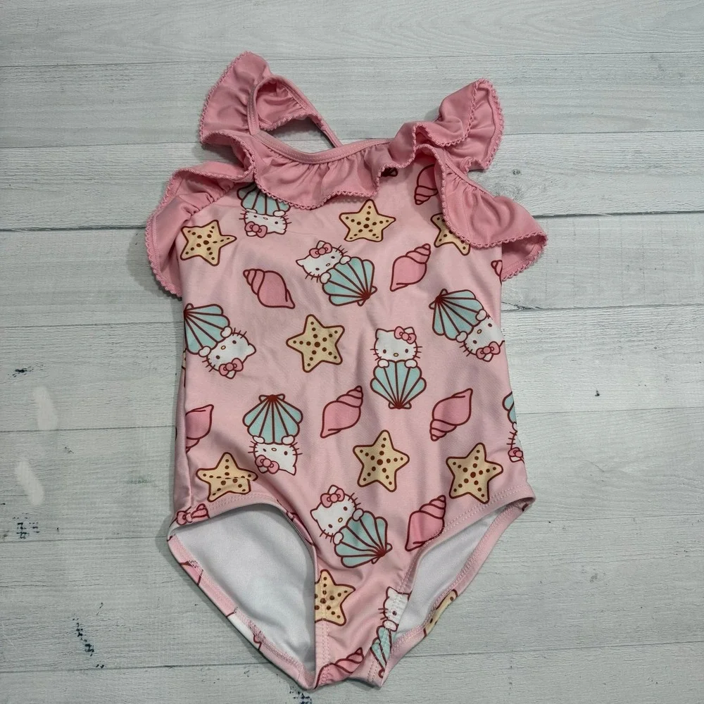 Hello Kitty girls light pink seashell one piece swim suit 5T